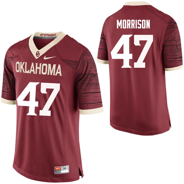 Men Oklahoma Sooners #47 Reece Morrison College Football Jerseys Limited-Crimson